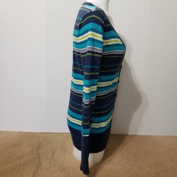 Aeropostale cardigan Large striped v-neck knit button front sweater layering - Picture 4 of 7